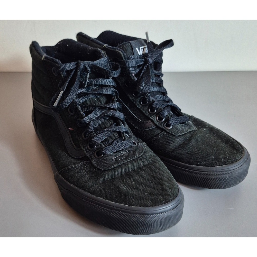 Vans Off The Wall Mens Canvas Hi Top Shoes Black Size 8